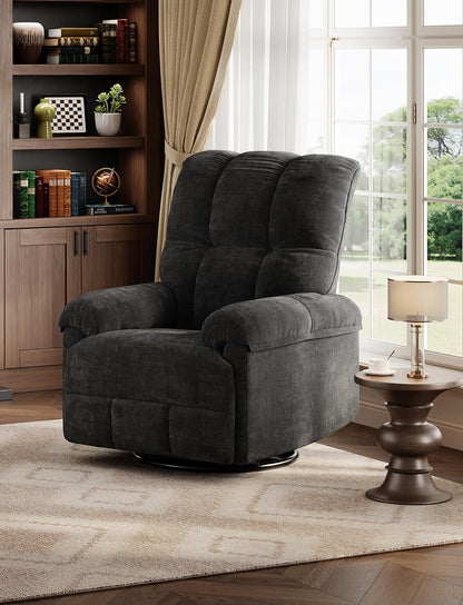 GAOMON Swivel Rocking Recliner Chair, Manual Leather Recliner Glider with Lumbar Support & Padded Armrest, Comfortable Rocker Nursery Single Sofa for Living Room and Bedroom (Cream)