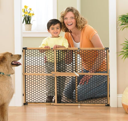 Safety 1st Bamboo Baby Gate for Doorways, No Drill Easy Install, Dog Gates, Fits 28"-42", 24" High, Bamboo and Black