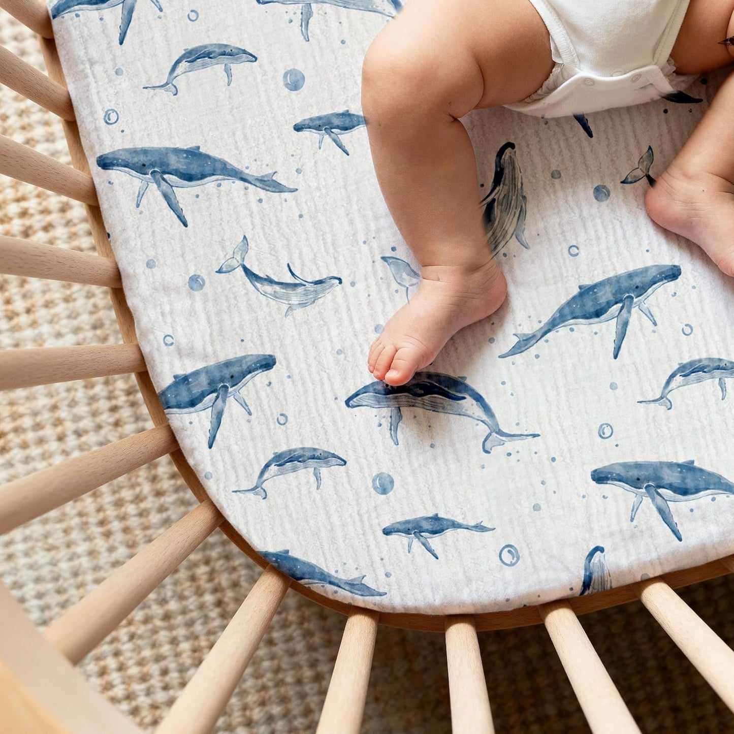 Muslin Bassinet Fitted Sheets 2 Pack, Soft Breathable Cotton Baby Bassinet Mattress Sheet Set, 360° Elastic Snug Fit, Universal for Oval, Rectangle & Hourglass Cradle, Unisex Baby Bedding (Cute Cars)
