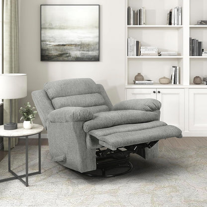 Lexicon Swivel Glider Reclining Chair, Textured Microfiber Manual Recliner, Comfy Nursery Glider Recliner, Swivel Reclining Chair for Living Room/Office/Bedroom/Apartment, Beige