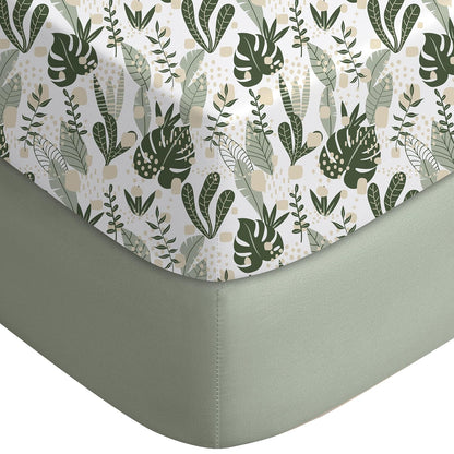 Yoofoss Pack and Play Sheets Fitted, Mini Crib Sheets 2-Pack for Pack N Play Mattress, Stretchy Playard Sheet, Soft and Breathable Green+Giraff