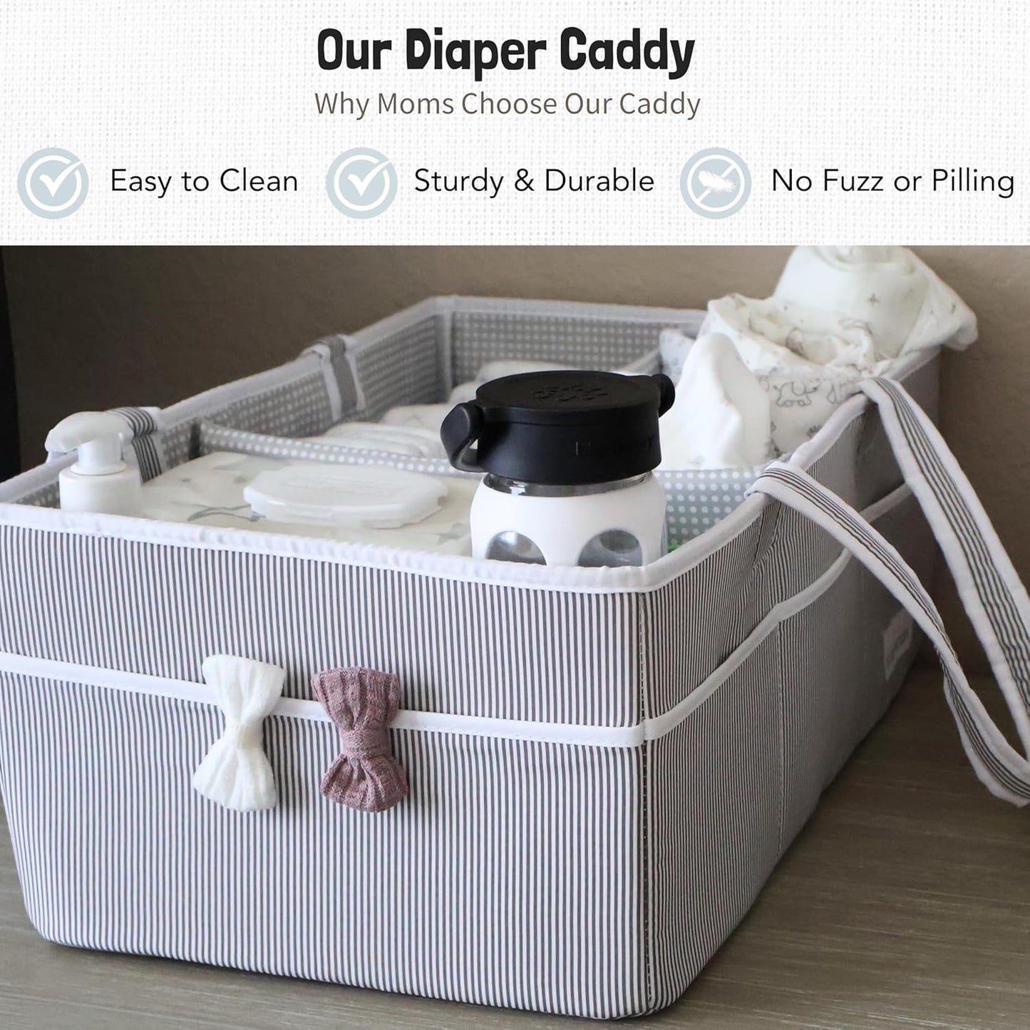 Lily Miles Baby Diaper Caddy Organizer - Large Tote Bag for Newborn essentials Boy or Girl - Baby Shower Basket - Nursery Must Haves - Registry Favorites - Newborn Caddie Car Organizer