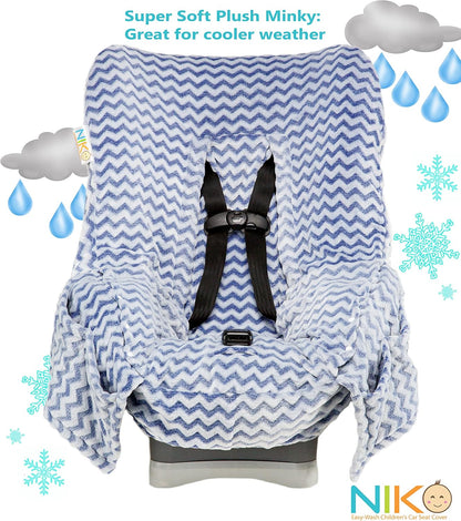 Niko Easy-Wash Children's Car Seat Cover & Liner - Cotton Jersey Gray & White Arrow Pattern - Universal FIT - Crash Tested - Waterproof SEAT Bottom - Easy to Clean - Machine Washable