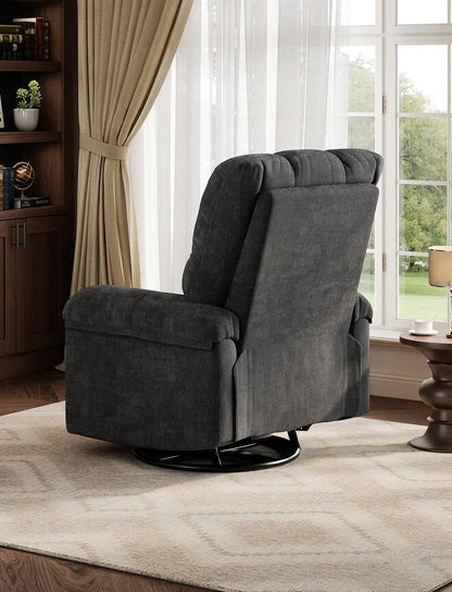 GAOMON Swivel Rocking Recliner Chair, Manual Leather Recliner Glider with Lumbar Support & Padded Armrest, Comfortable Rocker Nursery Single Sofa for Living Room and Bedroom (Cream)