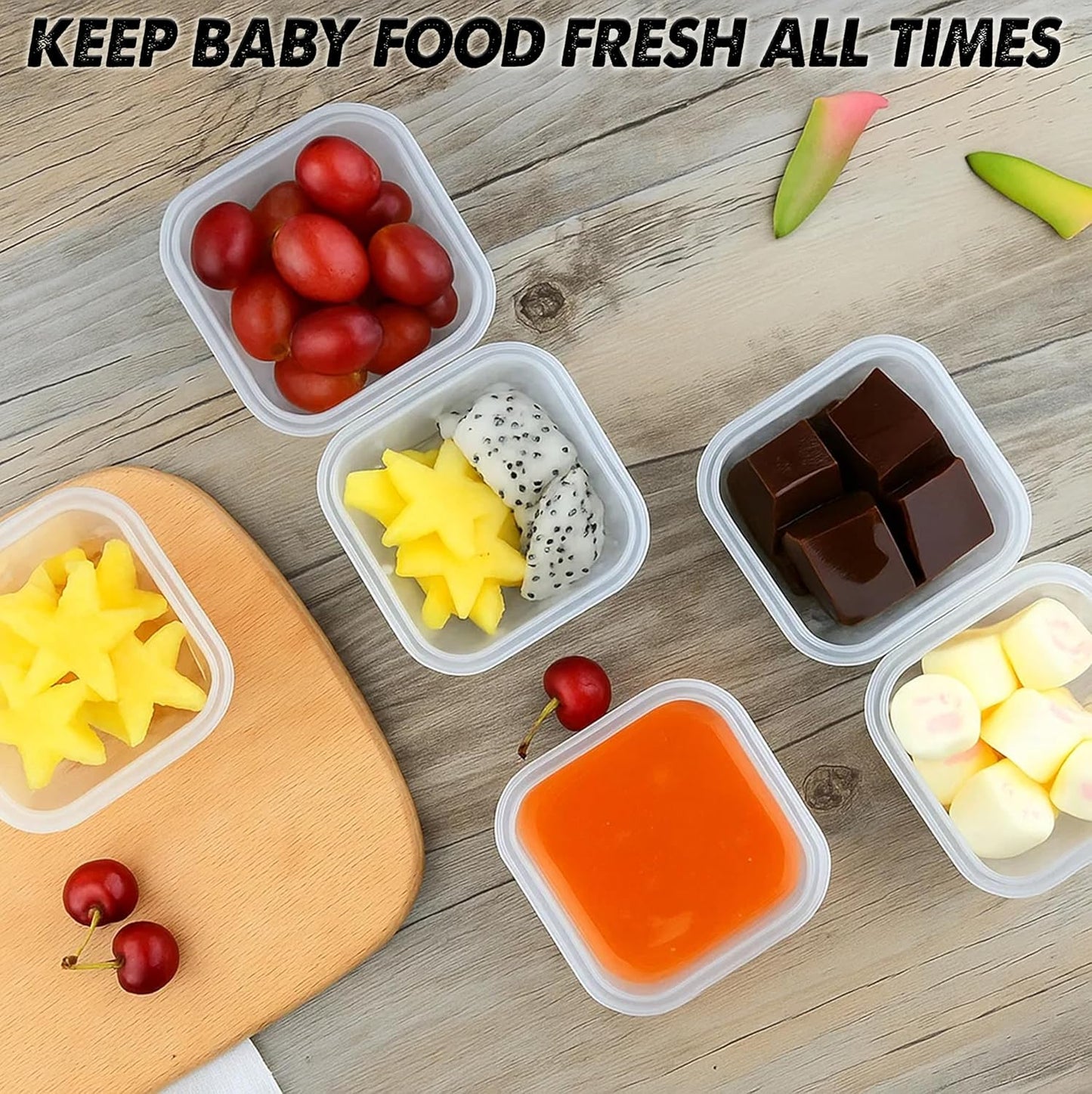 ARSUK Baby Food Containers (4oz/120ml, 8 Pack) - Small Plastic Containers with Lids - Toddler Snack Containers - Reusable Freezer Safe Food Storage Jars - BPA-Free, Leakproof & Microwave Safe