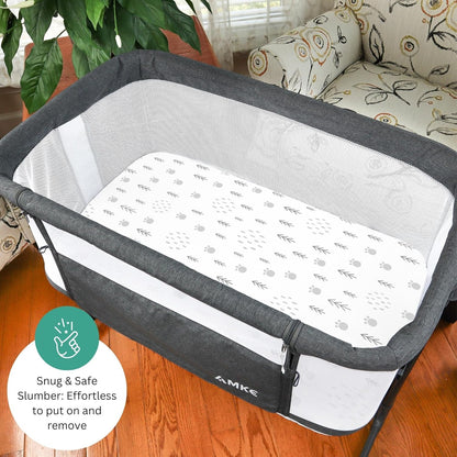 Bassinet Sheets for Papablic, CoZee, Cowiewie, Ezebaby, Nawahev Baby Bassinet Bedside Sleeper by TansyPanda, 3PC, 33x20, Ultra Soft, Breathable Snug Fit, Unisex Boys Girls, Gray White (Space Rockets)