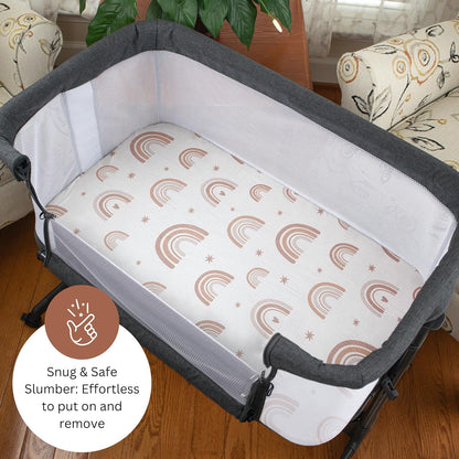 Muslin Bassinet Sheets for Angelbliss, Cowiewie, Amke, Jimglo, Suihuooo, Wayfong Baby Bassinet Bedside Sleeper by TansyPanda, 3PC, 20×33in, Ultra Soft, Breathable, Snug Fit, Unisex Boys Girls, Maadi
