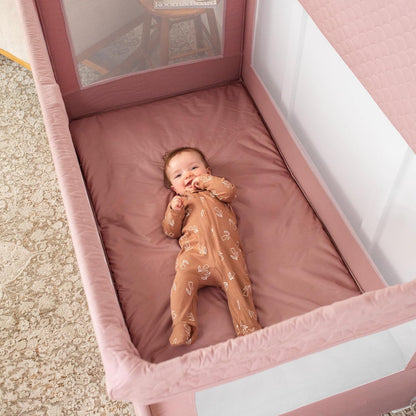 Baby Delight Lunaire Full Size Crib | Breathable Mesh Baby Crib | Tool-Free Assembly Baby Bed | Charcoal Tweed