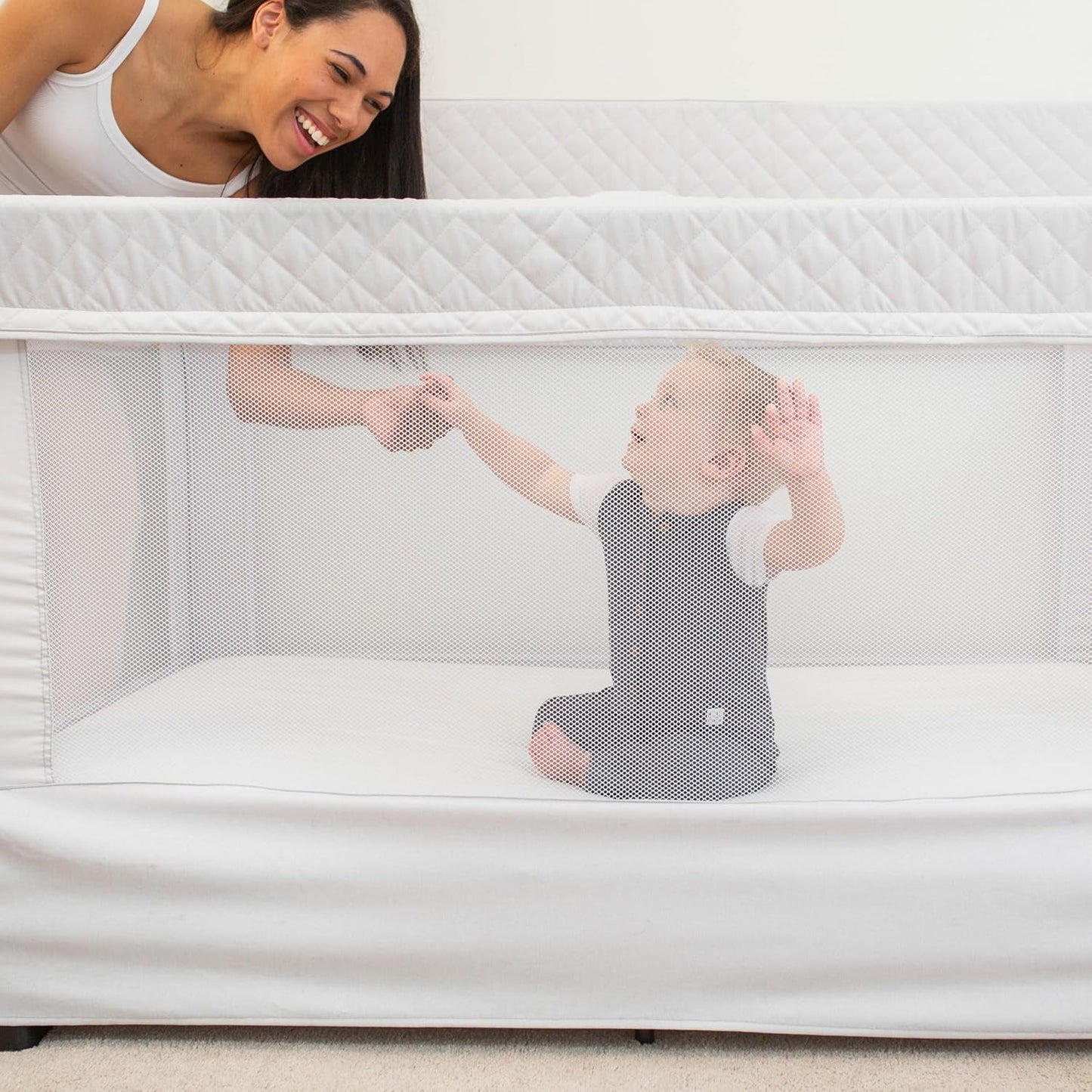 Baby Delight Lunaire Full Size Crib | Breathable Mesh Baby Crib | Tool-Free Assembly Baby Bed | Charcoal Tweed