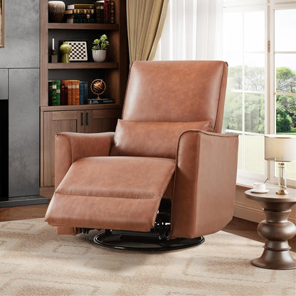 Garvee 360° Swivel Rocking Recliner Glider Chair – High-Back PU Leather Deep Seat Manual Recliner for Nursery, Living Room, Bedroom & Home Theater