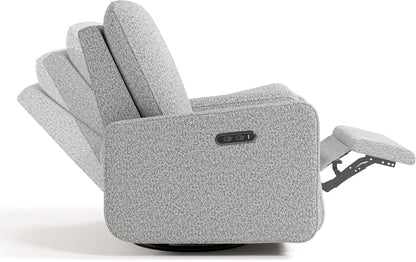 Graco Teddi Power Recliner Swivel Glider, Electronic Power Recline, Oeko-TEX 100 Certified, USB-A & USB-C Charger, Premium Cushioning & Comfort – (Ivory Basketweave)