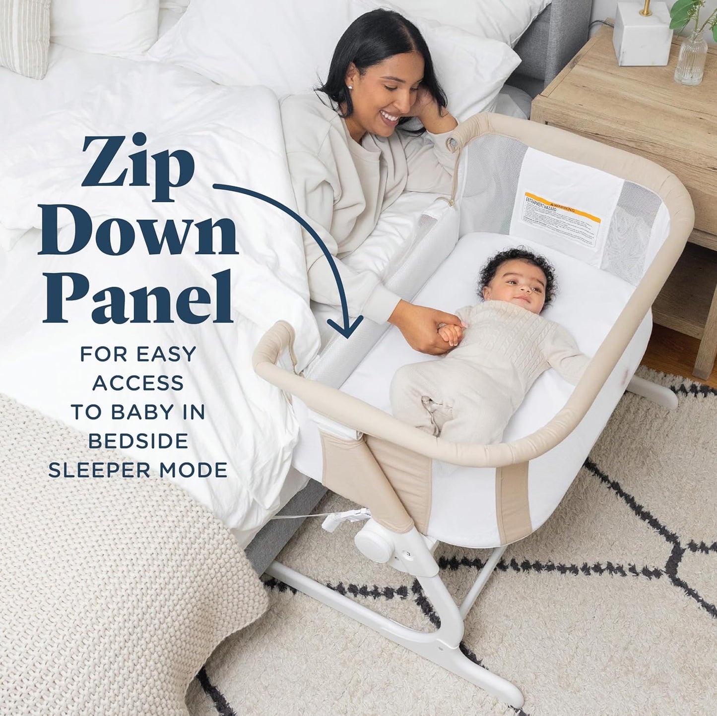 Baby Delight Beside Me Dreamer Bassinet | Bedside Sleeper | 6-Position Height Adjustment | Charcoal Tweed