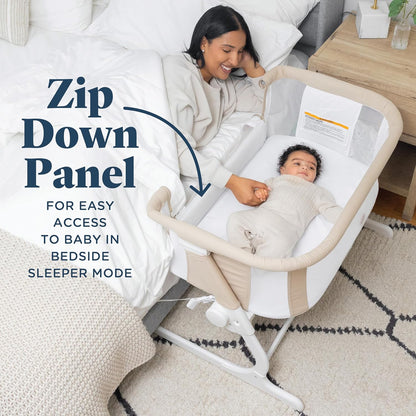 Baby Delight Beside Me Dreamer Bassinet | Bedside Sleeper | 6-Position Height Adjustment | Charcoal Tweed