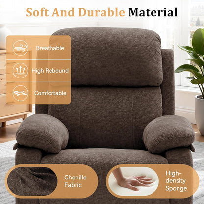 Korser Recliner Chair, 360 Swivel Rocker Chair for Adults, Small Rocking Recliner for Small Spaces, Upholstered Fabric Glider Recliner Nursery