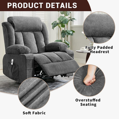 GarveeLife Rocking Recliner Chair for Nursery Glider Recliner with Cup Holder Swivel Rocker with Upholstered Deep Seat Comfy Single Sofa for Living Room Grey