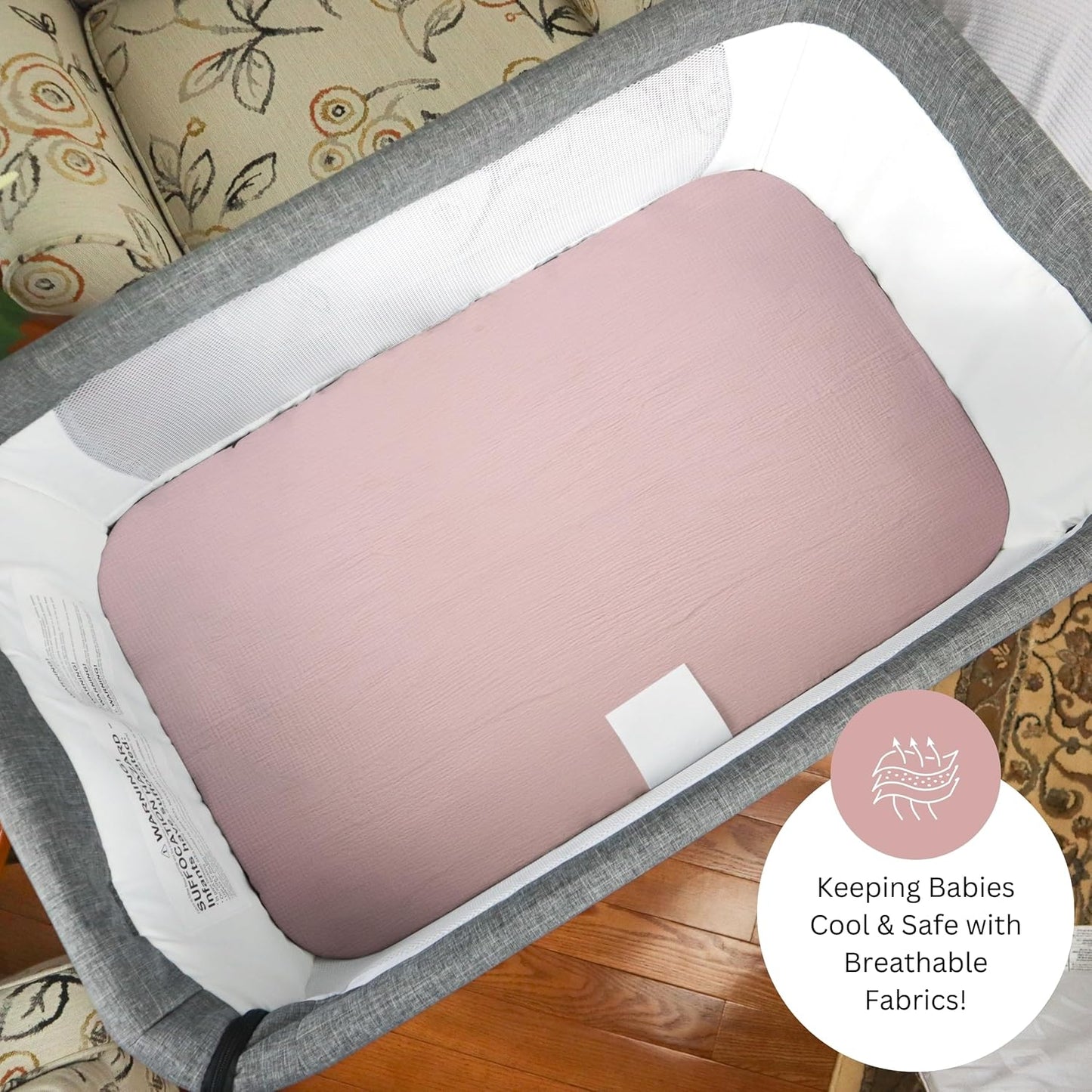 Muslin Bassinet Sheets for Angelbliss, Cowiewie, Amke, Jimglo, Suihuooo, Wayfong Baby Bassinet Bedside Sleeper by TansyPanda, 3PC, 20×33in, Ultra Soft, Breathable, Snug Fit, Unisex Boys Girls, Maadi