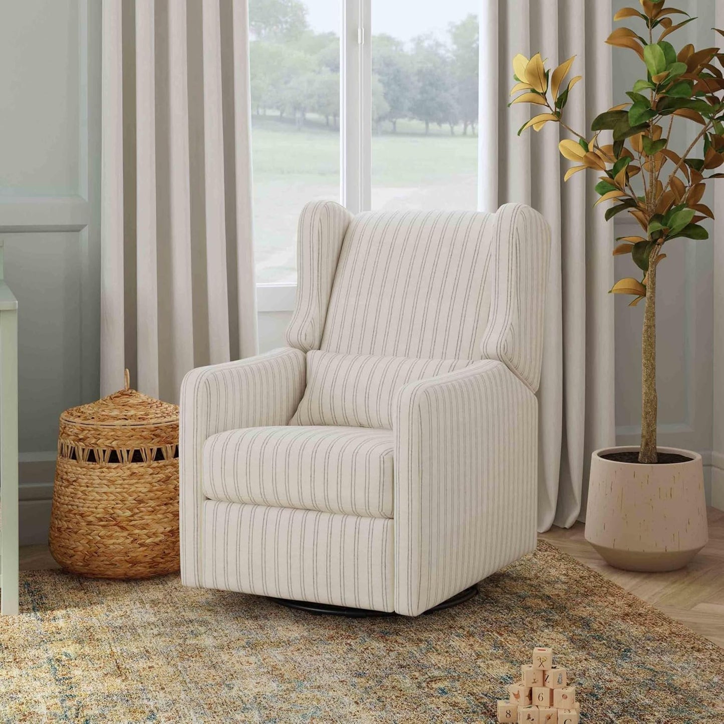 Davinci Carter's Arlo Recliner and Swivel Glider, Water Repellent & Stain Resistant, Greenguard Gold & CertiPUR-US Certified, Performance Forest Green Linen