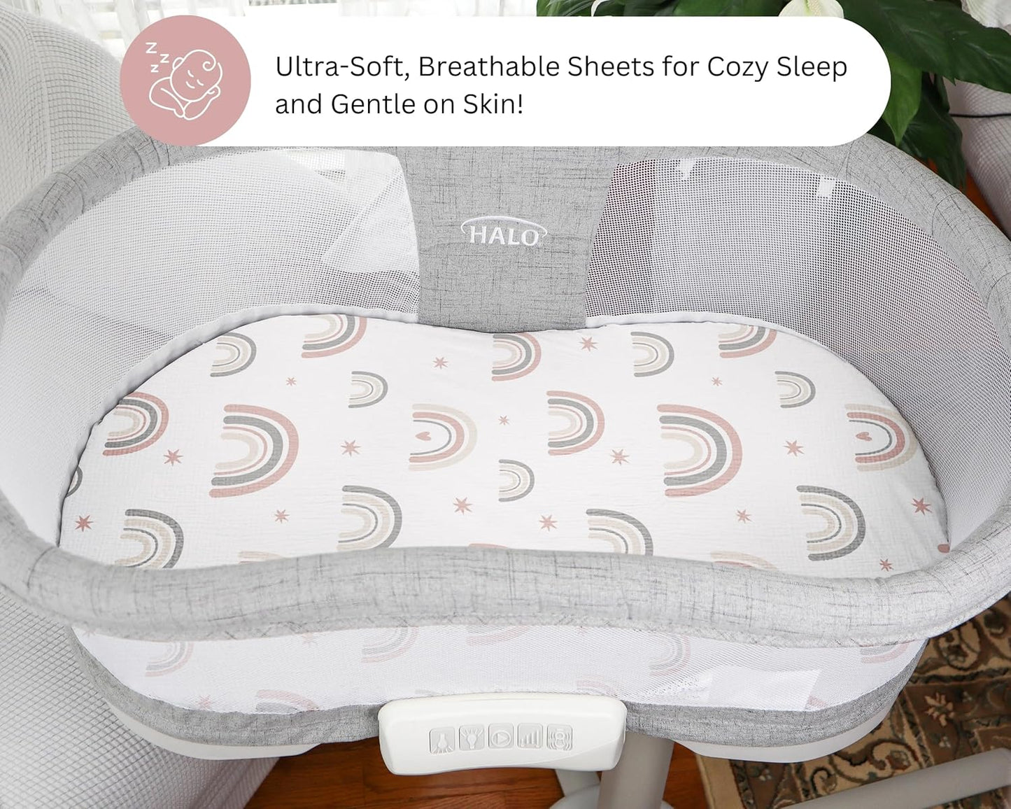 Muslin Bassinet Sheets for Angelbliss, Cowiewie, Amke, Jimglo, Suihuooo, Wayfong Baby Bassinet Bedside Sleeper by TansyPanda, 3PC, 20×33in, Ultra Soft, Breathable, Snug Fit, Unisex Boys Girls, Maadi