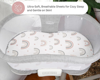 Muslin Bassinet Sheets for Angelbliss, Cowiewie, Amke, Jimglo, Suihuooo, Wayfong Baby Bassinet Bedside Sleeper by TansyPanda, 3PC, 20×33in, Ultra Soft, Breathable, Snug Fit, Unisex Boys Girls, Maadi
