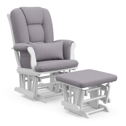 Storkcraft Tuscany Glider with Ottoman (Black/Gray) — GREENGUARD Gold Certified, Bonus Lumbar Cushion Included, Solid Wood Base, Smooth Motion, Award-Winning Nursery Rocking Chair, Glider and Ottoman