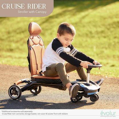 Evolur Cruise Rider Stroller with Canopy, Lightweight Umbrella Stroller with Compact Fold, Easy to Carry Travel Stroller - Cognac