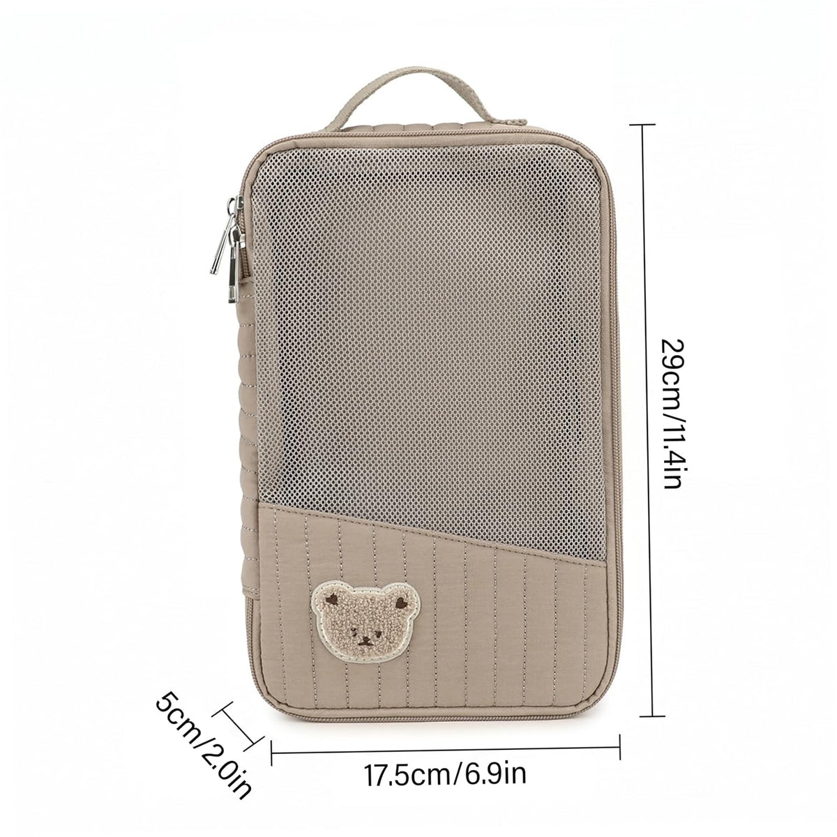 Diaper Bag Organizer, 1 Pack, Quilted Mesh, Brown Bear