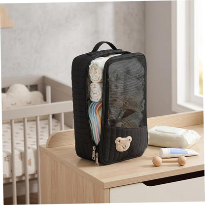 Diaper Bag Organizer, 1 Pack, Quilted Mesh, Brown Bear