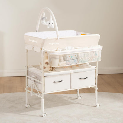 Baby Changing Table, Portable Foldable Changing Table, Waterproof Diaper Changing Station, Adjustable Height Changing Station, Mobile Nursery for Newborn and Infant
