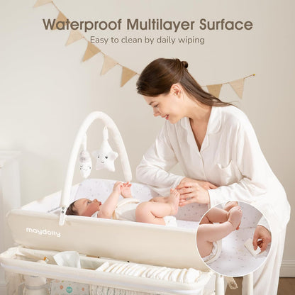 Baby Changing Table, Portable Foldable Changing Table, Waterproof Diaper Changing Station, Adjustable Height Changing Station, Mobile Nursery for Newborn and Infant