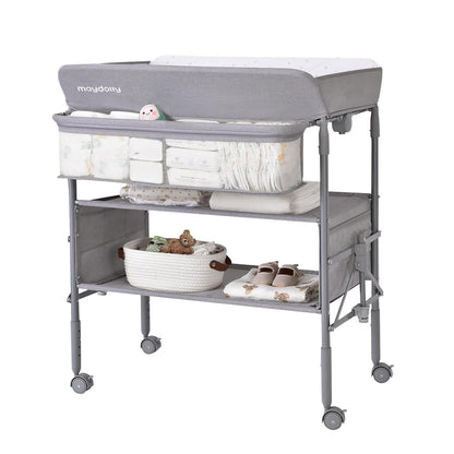 Baby Changing Table, Portable Foldable Changing Table, Waterproof Diaper Changing Station, Adjustable Height Changing Station, Mobile Nursery for Newborn and Infant