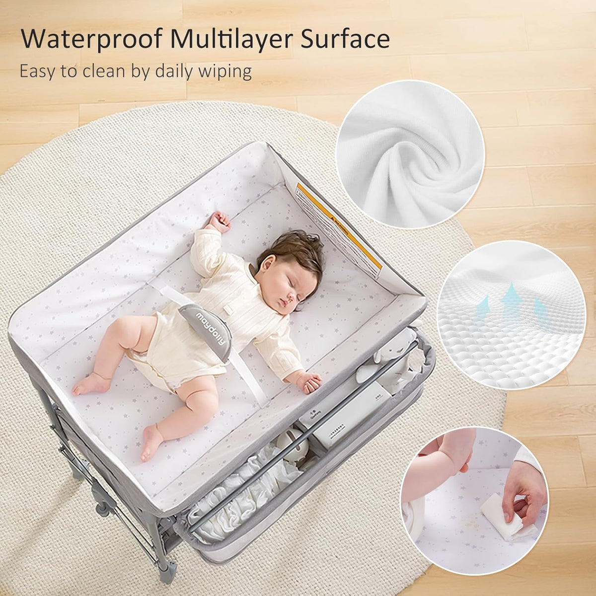 Baby Changing Table, Portable Foldable Changing Table, Waterproof Diaper Changing Station, Adjustable Height Changing Station, Mobile Nursery for Newborn and Infant