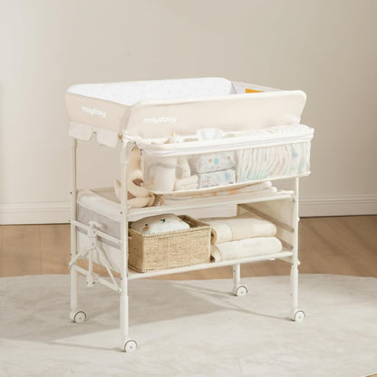 Baby Changing Table, Portable Foldable Changing Table, Waterproof Diaper Changing Station, Adjustable Height Changing Station, Mobile Nursery for Newborn and Infant