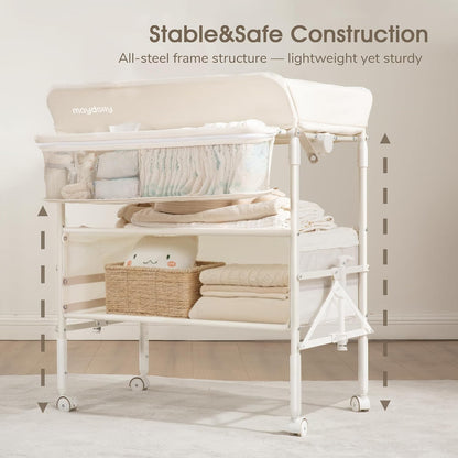 Baby Changing Table, Portable Foldable Changing Table, Waterproof Diaper Changing Station, Adjustable Height Changing Station, Mobile Nursery for Newborn and Infant
