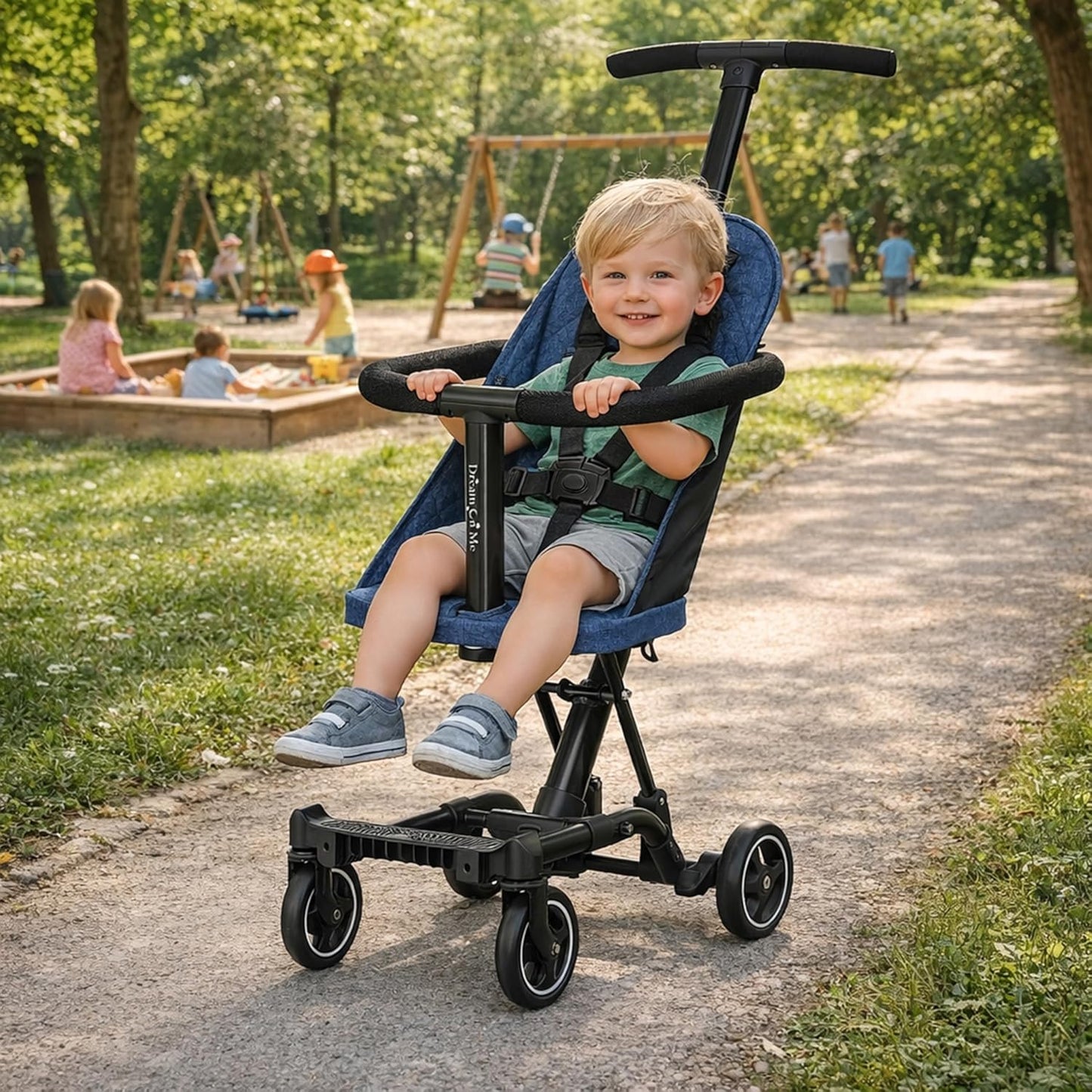 Dream On Me Coast Rider Travel Stroller, Lightweight & Compact Baby Stroller, Theme Park Approved, Book-Folding Design, Adjustable Handle, Soft-Ride Wheels, Converts to Rider & Scooter - Pink