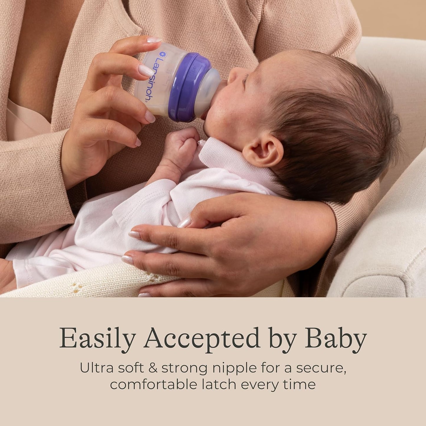 Lansinoh Anti-Colic Baby Bottles, BPA-Free Plastic, 5 Ounces, 4 Count, Extra Slow Flow Nipples (Size XS), Breastfeeding Bottle with NaturalWave Design