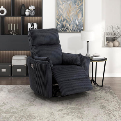 Lexicon Modern Swivel Glider Recliner Chair, Nursery Glider, Corduroy Fabric Upholstery Recliner with 2 Lumbar Pillows, Manual Reclining Sofa Chair for Living Room/Office/Apartment, Beige