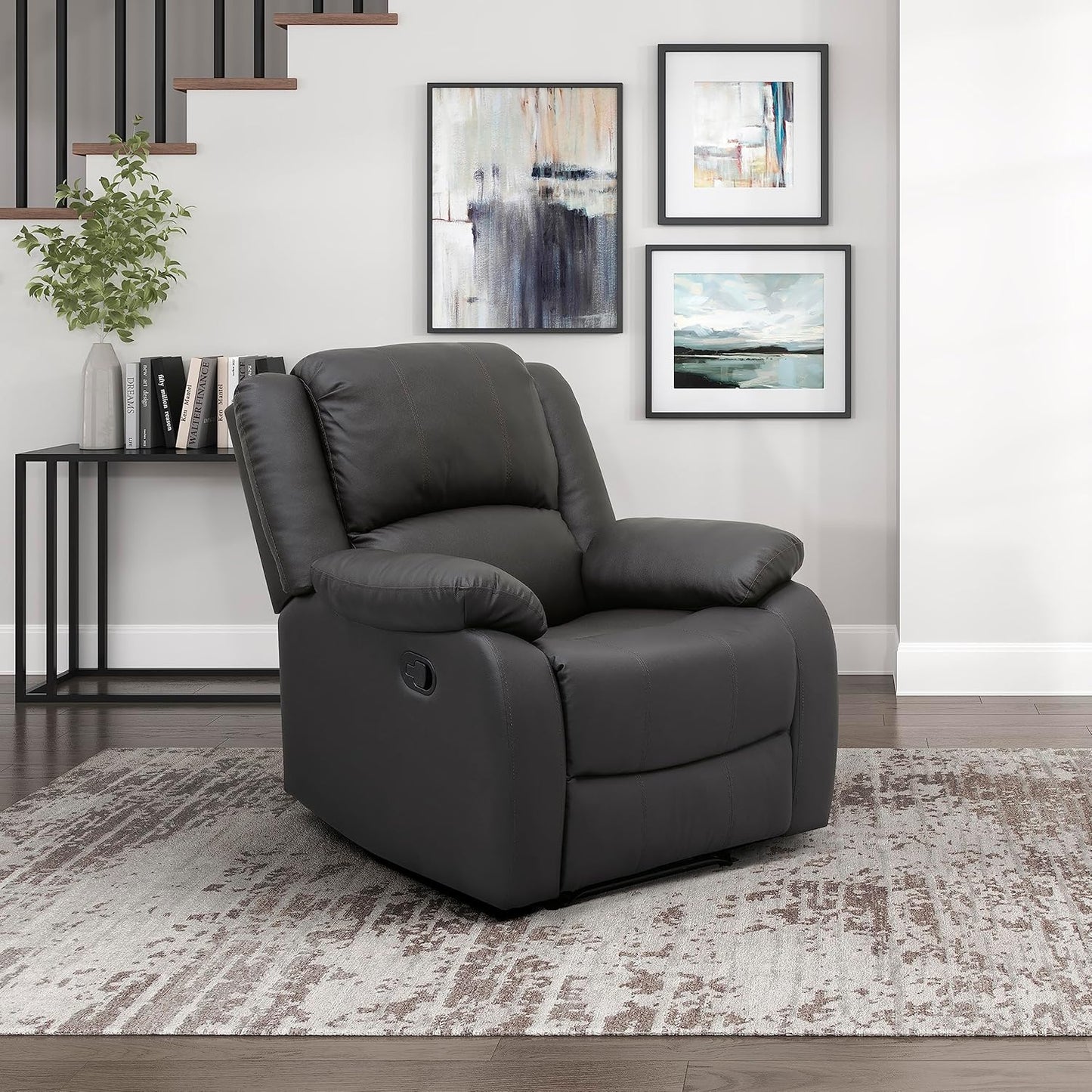 Lexicon Manual Glider Recliner Sofa Chair, Home Theater Seating, Wall Hugger Manual Reclining Nursery Chair for Bedroom/Living Room/Office/Apartment, Grey Chenille
