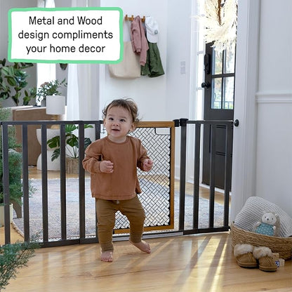 Ingenuity Ingenuity Thruway 60XW Series Extra Wide Safety Pet&Baby Gate,30"-60" Wide,26" Tall,Pressure or Hardware Mounted,Install Wall to Wall in Doorway or Stairway–Honey Oak Stained Wood&Metal