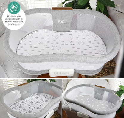 Bassinet Sheets for Papablic, CoZee, Cowiewie, Ezebaby, Nawahev Baby Bassinet Bedside Sleeper by TansyPanda, 3PC, 33x20, Ultra Soft, Breathable Snug Fit, Unisex Boys Girls, Gray White (Space Rockets)