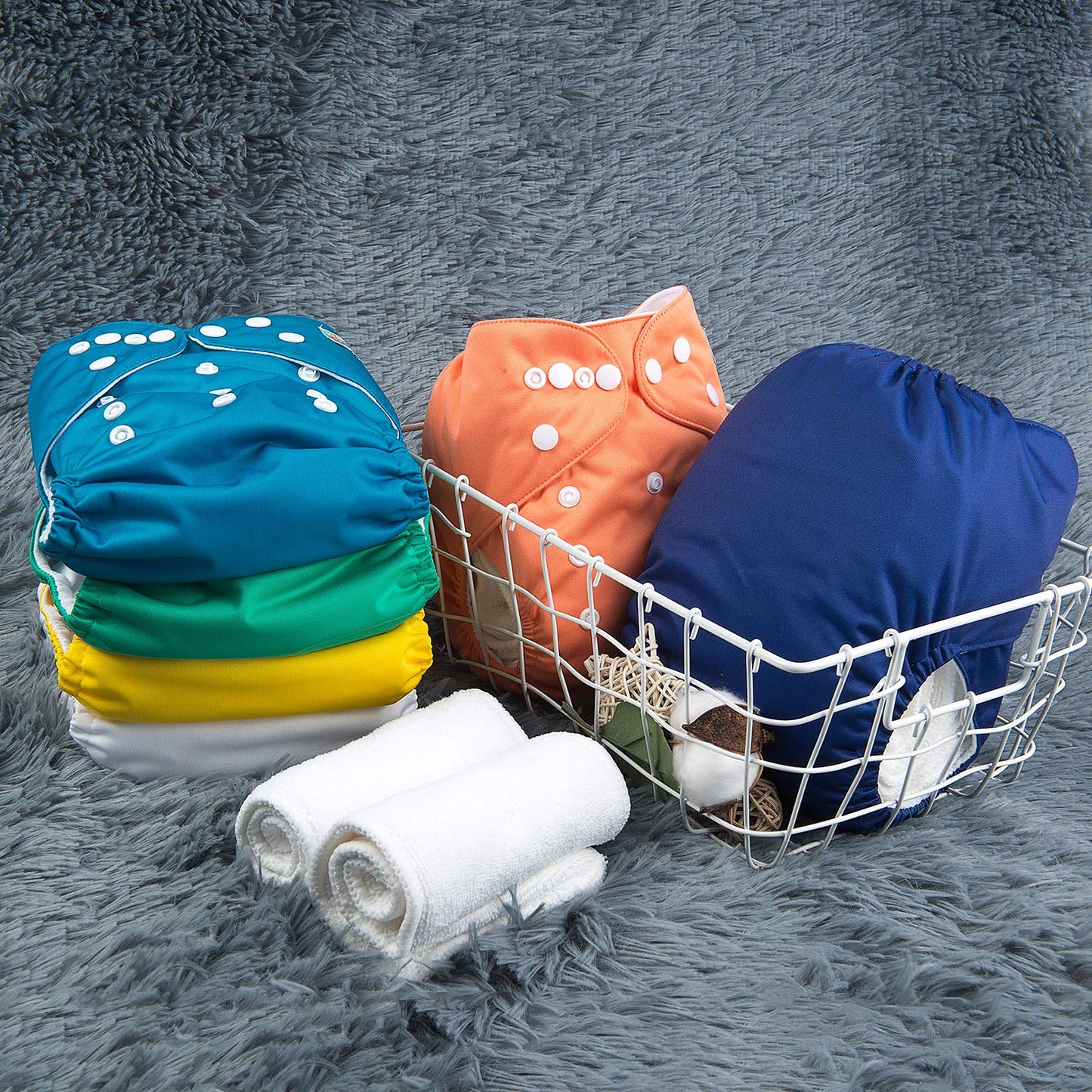 ALVABABY 12pcs Microfiber Inserts,Soft Cloth Diaper Liner,3-Layer Absorbent Inserts,Reusable for Baby Cloth Diapers 12T