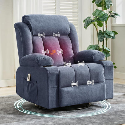 GarveeLife Rocking Recliner Chair for Nursery Glider Recliner with Cup Holder Swivel Rocker with Upholstered Deep Seat Comfy Single Sofa for Living Room Grey