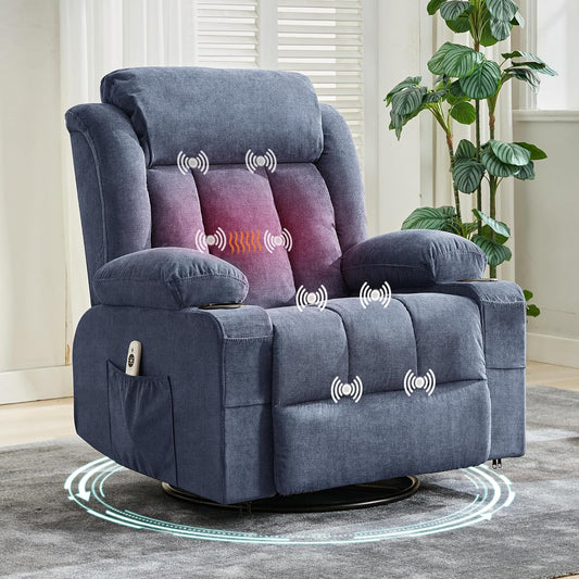 GarveeLife Rocking Recliner Chair for Nursery Glider Recliner with Cup Holder Swivel Rocker with Upholstered Deep Seat Comfy Single Sofa for Living Room Grey