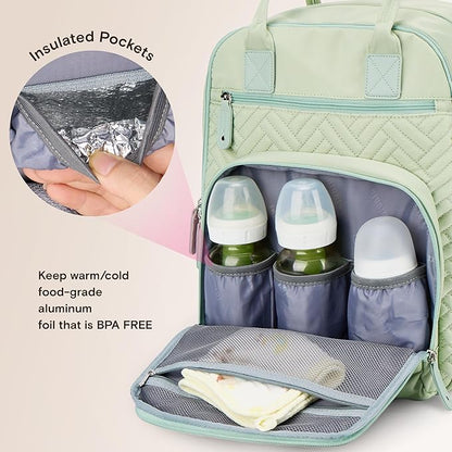 iniuniu Diaper Bag Backpack, 4 in 1 kit Large Unisex Baby Bags for Boys Girls, Waterproof Travel Back Pack with Pouch