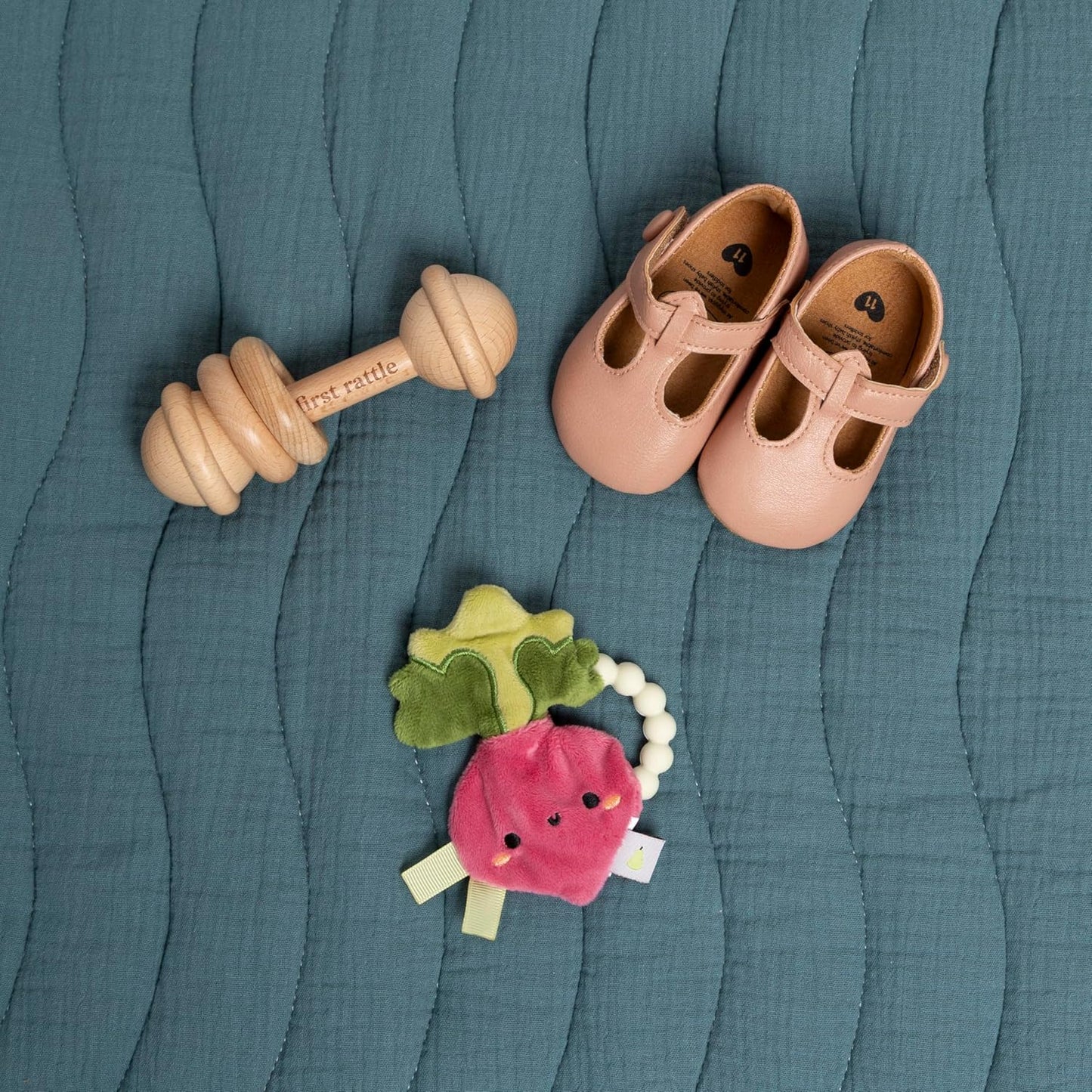 Pearhead Fruit Stroller Toys, Stocking Stuffers for Babies, Newborn Ideas, Plush Interactive Toy Set for Baby Car Seat with Hanging Mirror, Strawberry Avocado Watermelon, Set of 3