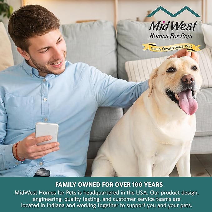 MidWest Homes for Pets 39-Inch High Walk-Thru Pressure Mounted Steel Dog Gate, Expands to 38 Inches Wide, Includes 3-inch Extensions, White