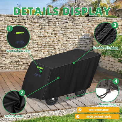 6-Passenger Stroller Cover Compatible with Angeles Bye Bye Buggy, 600D Heavy-Duty Waterproof Protection with 50+ UPF UV Shield, for Commercial Daycare & Preschool Strollers, Black