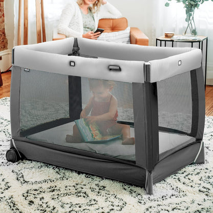 Chicco Lullaby Portable Playard, Infant Bassinet and Changer, Toddler Playard, Portable Crib, Travel Friendly | Calla/Grey