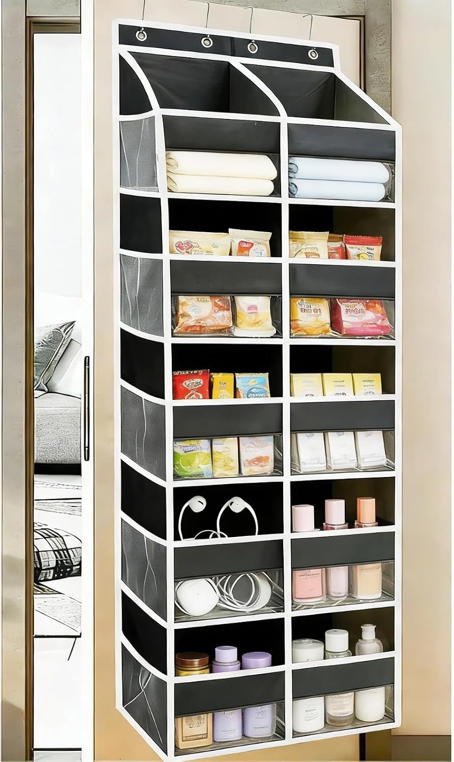 5 Tier Over the Door Organizer with 20 Pockets (Gray)