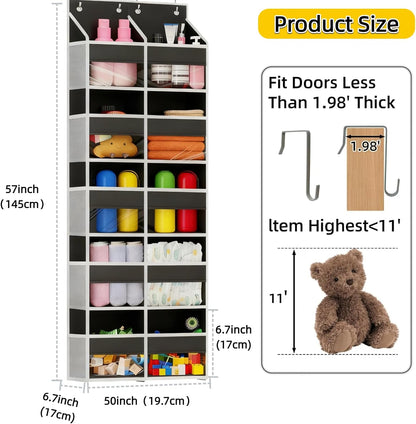 5 Tier Over the Door Organizer with 20 Pockets (Gray)