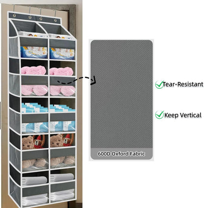 5 Tier Over the Door Organizer with 20 Pockets (Gray)